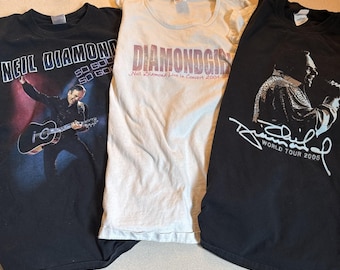 Vintage Neil Diamond Concert T Shirts Lot Of 3 Size 2XL