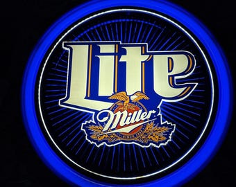 Vintage Miller Lite 19" Round Lighted Motion Wall Bar Sign ~ April 1997