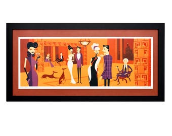 SHAG Josh Agle Frank Lloyd Wright at the Ennis House Framed Serigraph w/ COA