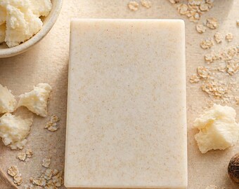 Unscented Shea Butter Oatmeal Soap for Sensitive Skin | Gentle Moisturizing Bar