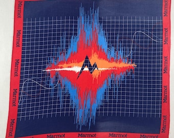 Vintage Marmot Bandana Navy Red Digital Mountain Graphic Scarf Gorpcore Outdoor Gear Men Women
