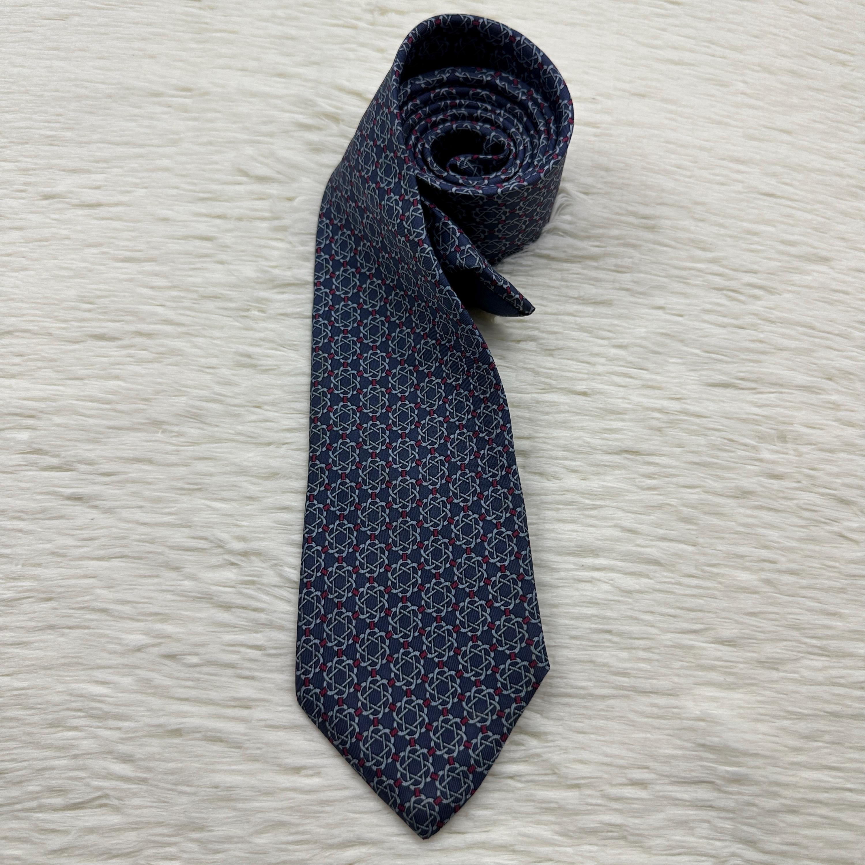 Vintage Hermes Tie Navy Blue - Etsy