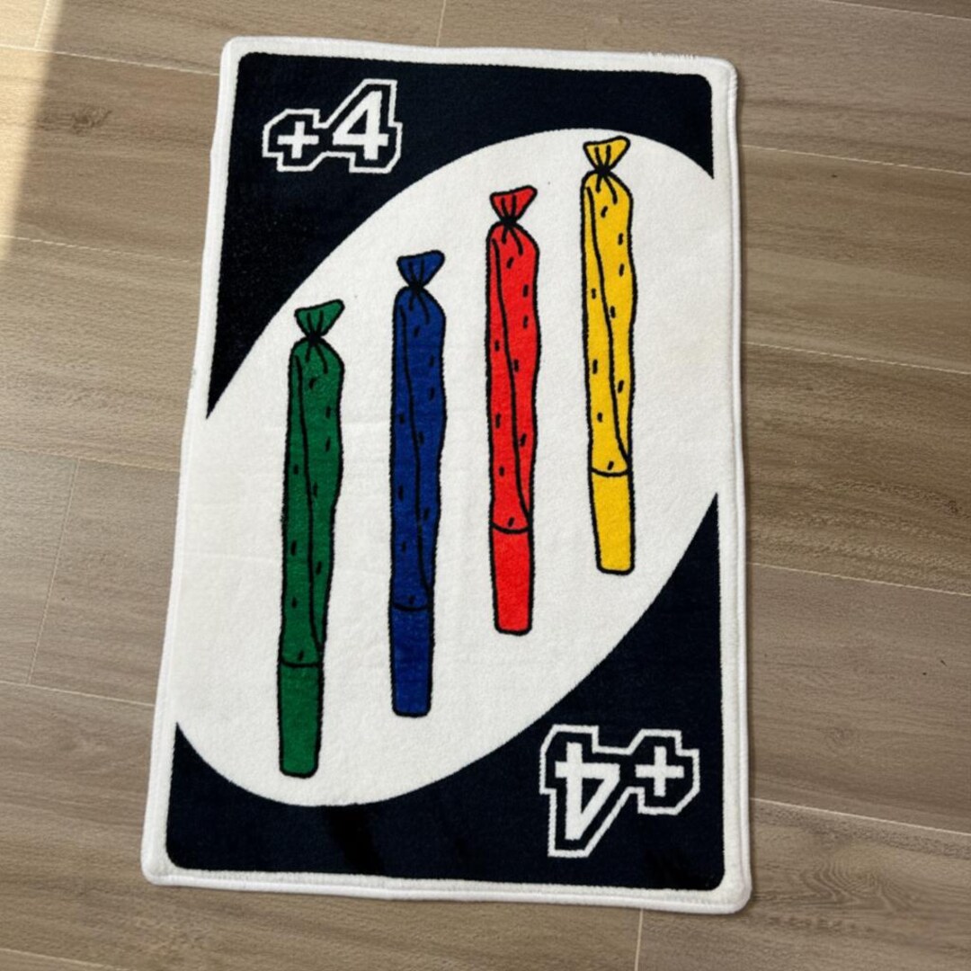 Uno Skin Rug UNO Card Gaming Rug, Playful Games Room Area Mat, Soft Washable Non ...