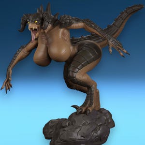 Wasteland Clawed Monster Girl Resin Statue – Hand Painted Dark Fantasy Collectible Figure Display Model