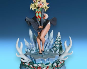 Harsbeeldje Kind Snow Priestess – handgeschilderd fantasiemodel voor verzamelobjecten