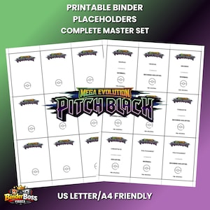 Pitch Black Pokemon Printable Binder Placeholders |  Minimalist Design