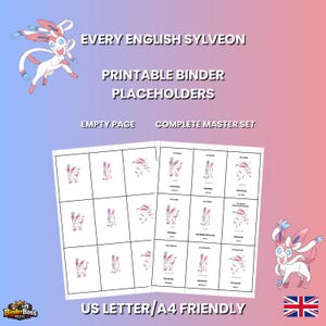 Sylveon Komplettes Master Set | Minimalistische Pokemon druckbare Ordner Platzhalter