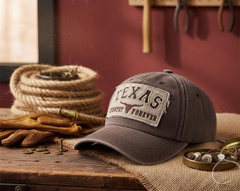 Texas Country Hat | Longhorn Skull Baseball Cap | Distressed Western Style