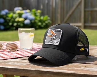 Bugs Bunny Trucker Hat | Black Mesh Baseball Cap | Looney Tunes Fan Gift