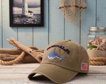 Shark Embroidery Cap | Original FL Baseball Hat | American Flag Dad Cap
