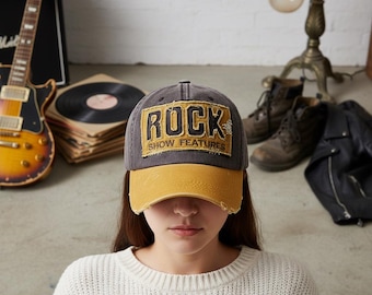 Distressed Rock Hat | Vintage Washed Baseball Cap | Retro Style Dad Hat