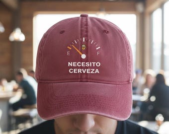 Necesito Cerveza Cap | Washed Maroon Dad Hat | Funny Beer Gift