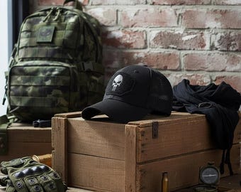 Punisher Skull Cap | Black Mesh Tactical Hat | Men's Outdoor Gear