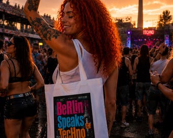 Berlin Speaks Techno - Baumwolltasche - Techno Berlin Tragetasche - Techno Outfit Berlin - Berghain Clothes