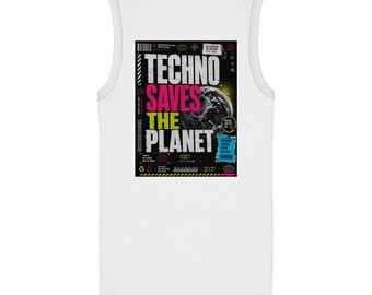Techno Saves the Planet - Womens Organic Fitted Tank Top