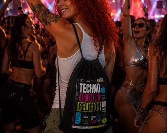 Techno our Religion - Organic Gym-Bag - Raves Berlin - Techno Clubs Berlin - Clothes Berlin Style - Berghain Outfit -