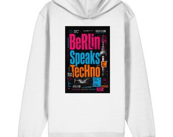 Berlin Speaks Techno - Organic Relaxed Zipper Techno Culture - Techno Outfit Berlin - Kleidung Berlin Style - Berliner Musik