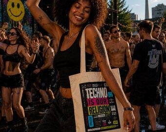 Techno our Religion - Baumwolltasche - Techno our Religion Bag - Techno Clubs Berlin - Techno Clubs Berlin - Clothes Berlin Style