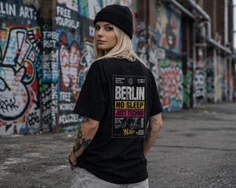 Berlin T Shirt , Berlin NO Sleep Just TECHNO - Organic Heavy Shirt
