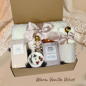 Julklappsbox för kvinnor, presentkit för högtider, hygge- och vintervårdspaket med filt, söt julklapp, tackpresentask