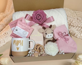 Förlossningspaket för nybliven mamma, presentkorg för välkomstbabyflicka och pojke, babyshower-present unisex, låda för nyfödda mammor, present till förstagångsföräldrar