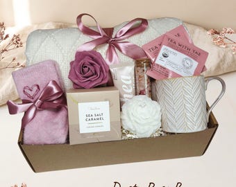 Personalized Cozy Birthday Gift Basket for Women, Thank You Gift Box for Her, Warm Hug in a Box Care Package, Thinking of You Luxury Spa Set