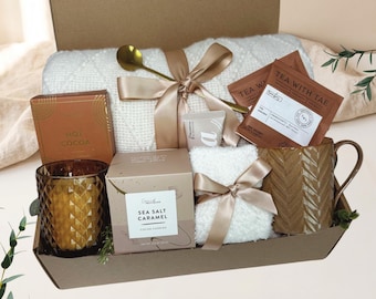 Hygge Gift Box with Blanket, Deepest Sympathy Basket, Sending a Hug Care Package for Her, Bereavement Bereft Present, Encoragement Gift
