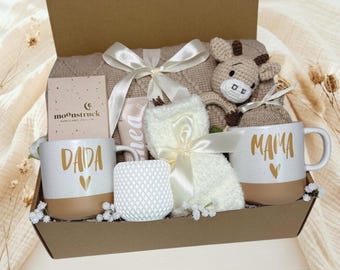 First Time Mom Gift Box, New Parents Care Package, Baby Shower Gift for Couple, New Mom and Dad Basket, Mama and Dada Pregnancy Present