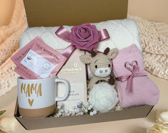 New Mom Postpartum Care Package, Welcome Baby Girl Boy Gift Basket, Unisex Baby Shower Gift ,  Mama Newborn Box, First Time Parents Gift