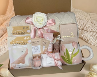 Luxury Self Care Box for Women, Spa Gift Box for Her, Congratulations Present, Thank You Gift for Friend, Care Package for Her with Blanket
