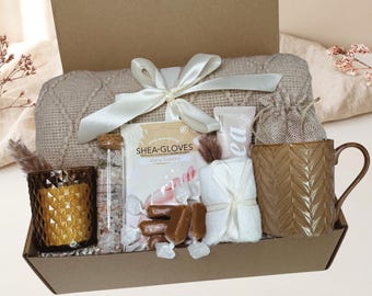 Sending Love and Hugs Care Package for Women, Sympathy Gift Box for Her, Get well Soon Gift, Cozy Blanket Gift Set for Mom Sister Friend
