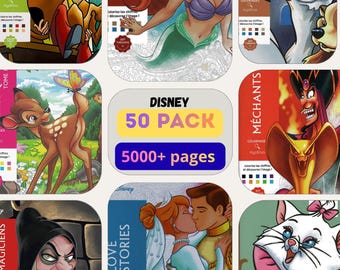 Disney Mystery Coloring Pack | 50 Books Bundle PDF  5000+ Pages Printables  Instant Download , Colouring Book, Coloring fo adult