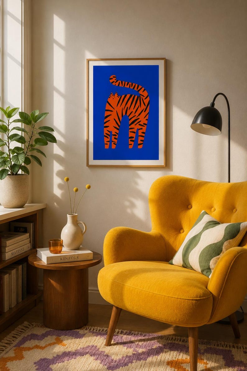 Bold Tiger Art Print, Modern Maximalist Animal Poster (digital Download ...