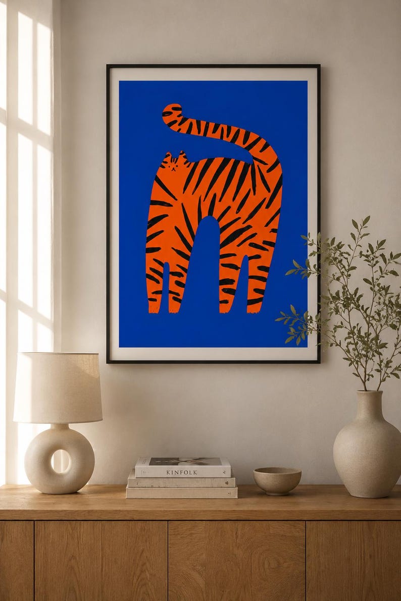 Bold Tiger Art Print, Modern Maximalist Animal Poster (digital Download ...