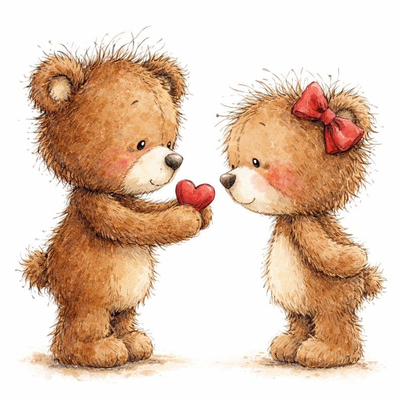 Valentine Teddy Bear Clipart Bundle, Cute Love Bears Clipart Set ...