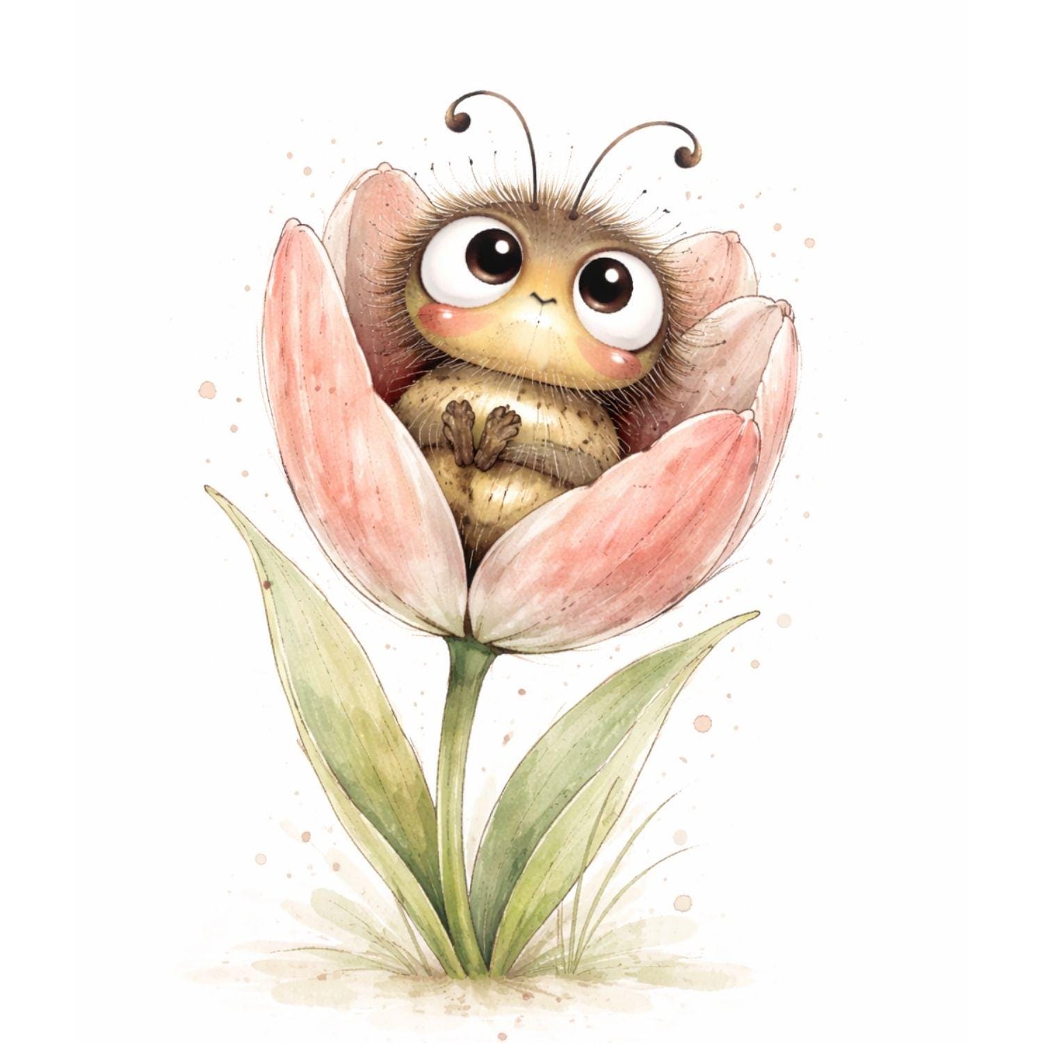 Spring Bug Artwork Whimsical Spring Bugs Clipart Set – Watercolor Cute Ladybug Bee Snail ...