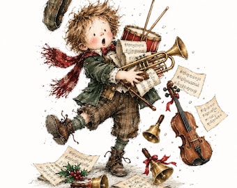 Christmas PNG Bundle: Victorian Christmas Music Shop Clipart, Vintage Holiday Instruments (Digital Download), 14 PNG