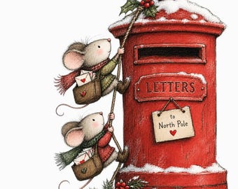 Christmas Post Office Mice Clipart: Watercolor Holiday Postal Mouse Illustration 17 PNG