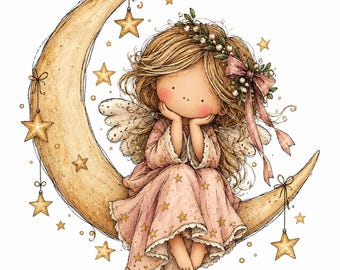 Sweet Christmas Angels Clipart Bundle: Watercolor Holiday Angel Illustration, 14 PNG