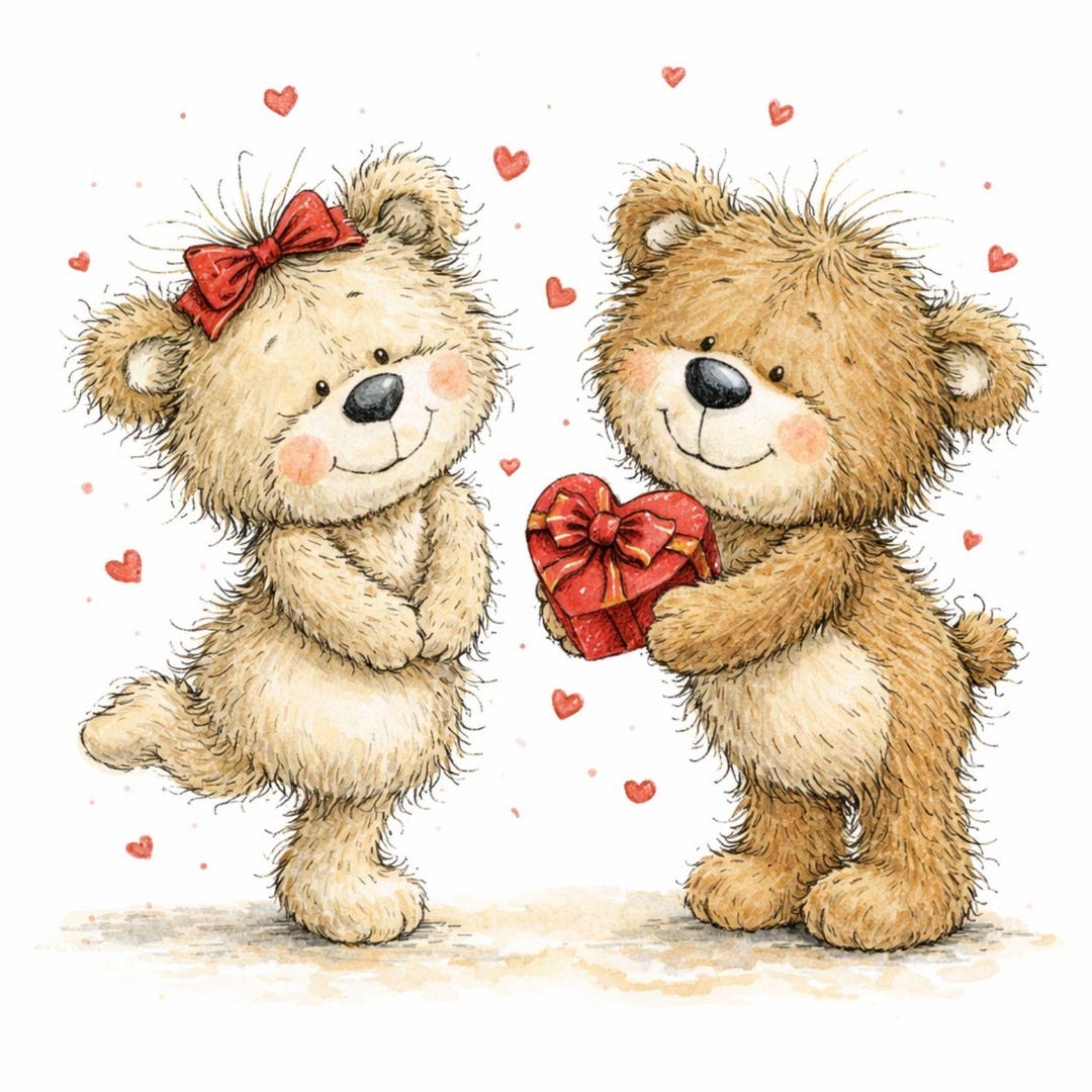 Valentine Teddy Bear Clipart Bundle, Cute Love Bears Clipart Set ...