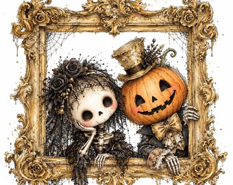 Whimsical Halloween Clipart Bundle – Cute Spooky Graphics for Stickers & Crafts | Commercial Use, 24 PNG