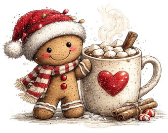 Whimsical Gingerbread Christmas Clipart: Cookie Graphics Bundle, 19 PNG