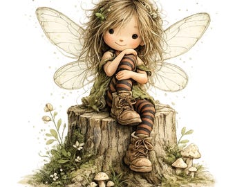 Quirky Fairy Clipart, Whimsical JPG Images, Commercial Use (Digital Download), 13 PNG