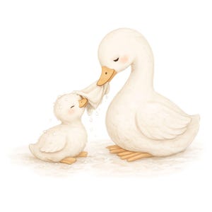 Mother Duck and Baby Clipart Bundle, Duck Family Clipart PNG, Neutral Nursery Animals, Watercolor Duck Clipart, Baby Duckling Set, 26 PNG