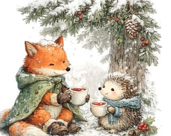 Christmas Animals PNG Bundle: Winter Woodland Clip Art, Digital Download, 23 PNG