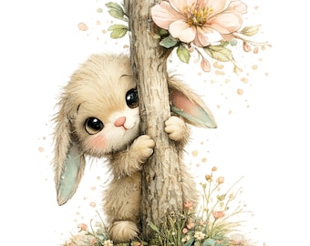 Clipart de bébés animaux de la forêt - ensemble PNG de mignons regards de forêt, animaux aquarelles fantaisistes, clipart Nature printanière, 29 PNG