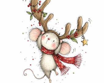 Christmas Mice Clipart: Watercolor Holiday Mouse Illustration 17 PNG
