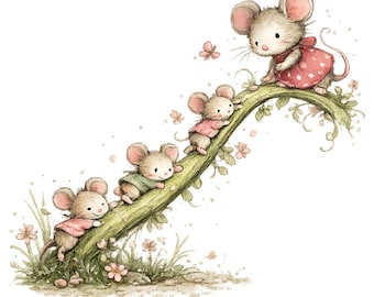 Bundle de cliparts mère souris, mignon souris famille Clipart ensemble, Illustration aquarelle de petites souris, Clipart bébé souris, 20 PNG