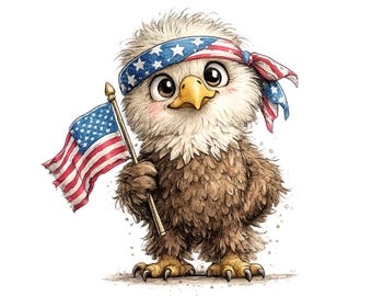 4th of July Animals Clipart Whimsical Cute Patriotic Animal Illustrations for Independence Day Cards & Crafts | Commercial Use, 20 PNG