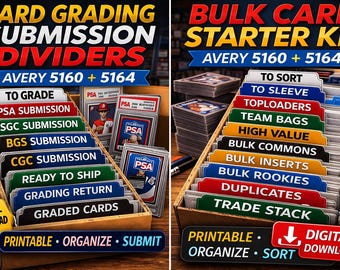 Bulk Card Sorting Starter Kit | Trading Card Organization | Avery 5160 & 5164 Printable Dividers | Card Dealer Workflow System